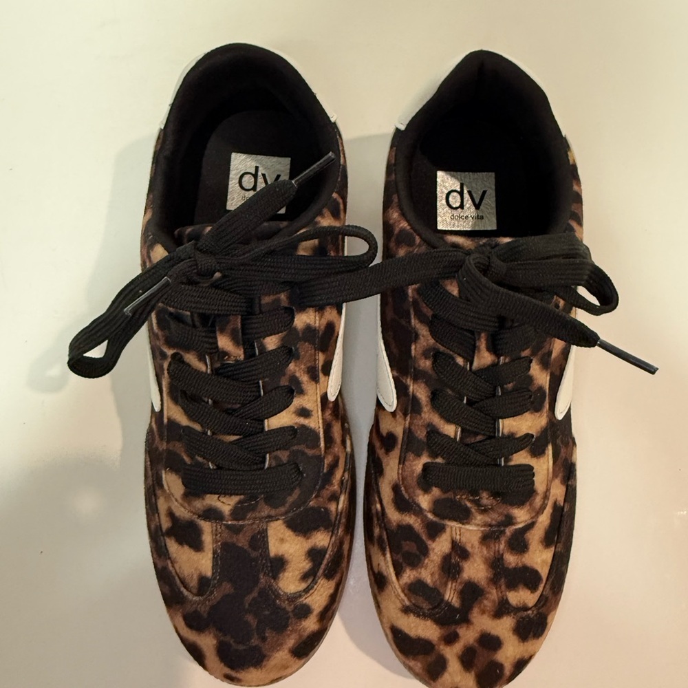 Dolce Vita Leopard Print Sneakers with Black Accents - Picture 6 of 10